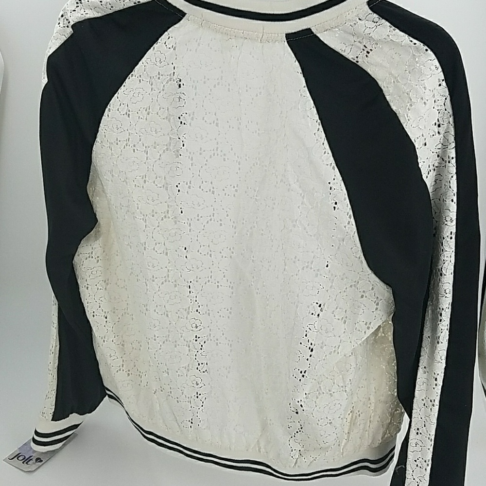π Color Block Lace Bomber Jacket - Picture 7 of 8
